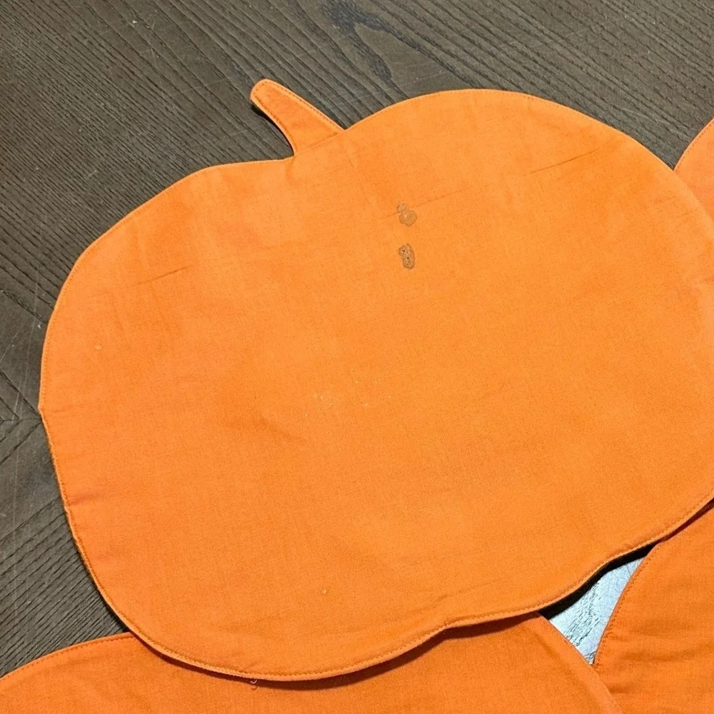 Halloween Pumpkin Placemats Set of 4 Jack-O-Lantern Orange Fall Table Decor
